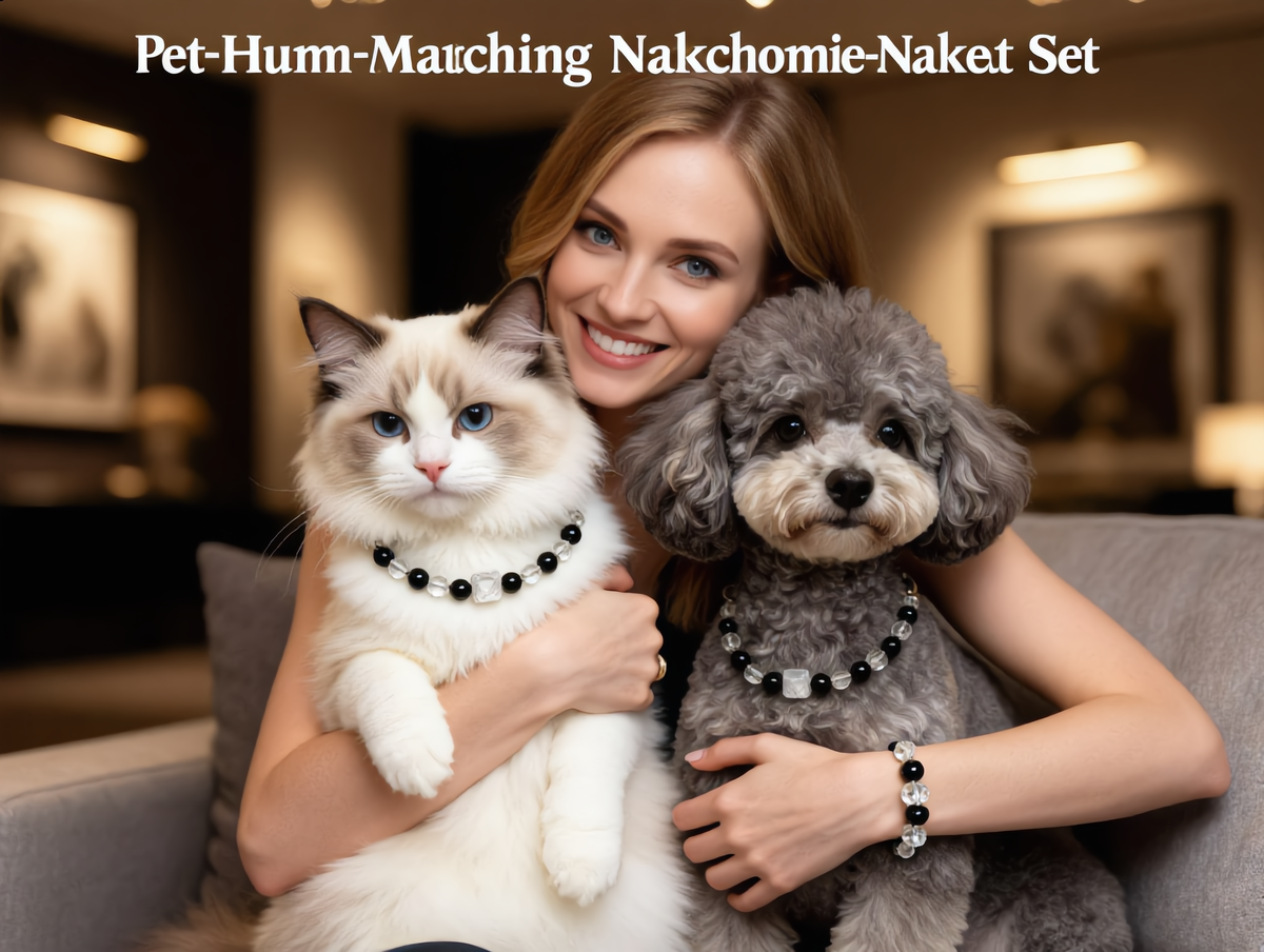Pet & Human Matching Crystal Necklace Set, Personalized Custom Gift，dog collar Bling Rhinestone Dog Collar, Adjustable Crystal Pet Collar for Small Dogs Cats